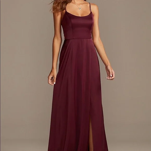 White by Vera Wang | Dresses | Crepeback Satin Spaghetti Strap Bridesmaid Dress In Wine Color | Poshmark White by Vera Wang | Dresses | Crepeback Satin Spaghetti Strap Bridesmaid Dress In Wine Color | Poshmark
